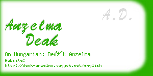 anzelma deak business card